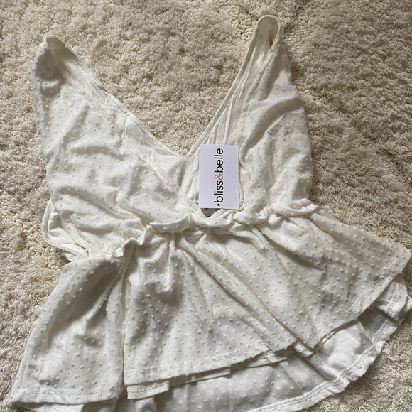 Sadie & Sage Tops - White Peplum Top